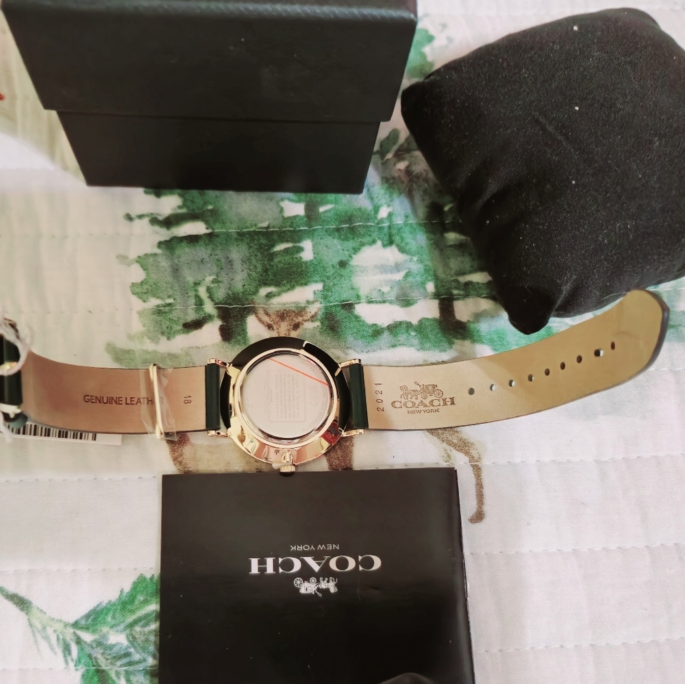 Coach Green Leather Strap Watch Brand New. By New York - Picture 7 of 12